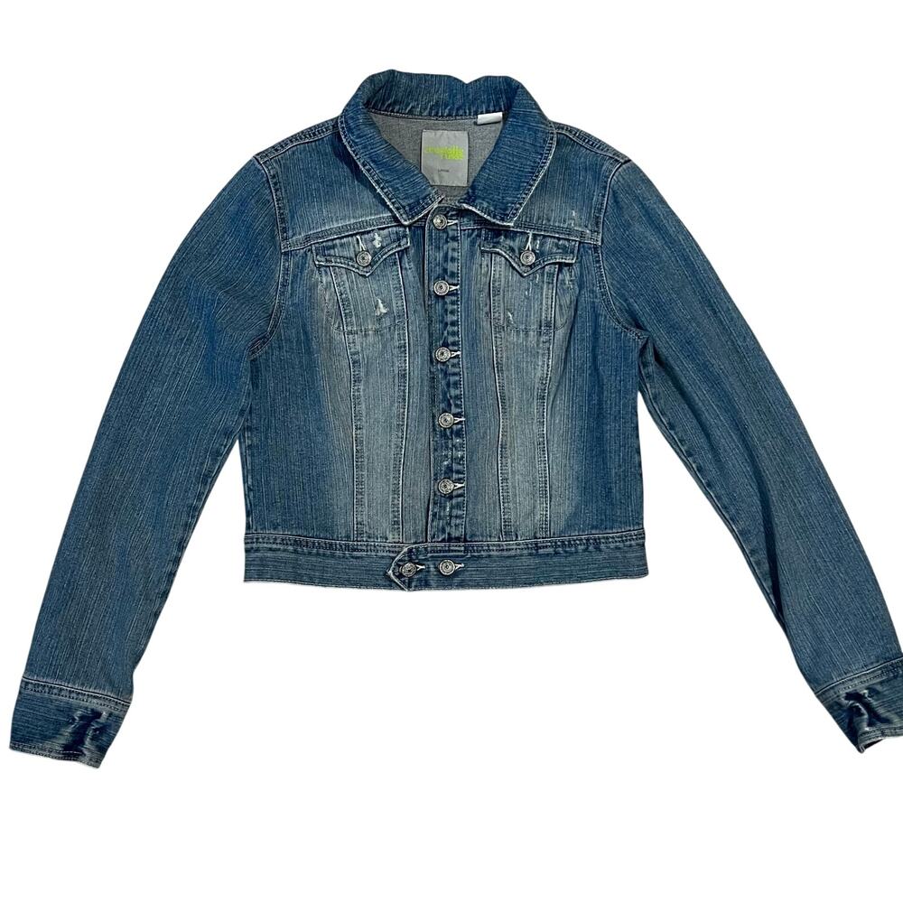 Charlotte Russe Medium Wash Denim Jean Trucker Jacket Size M Classic Y2K
